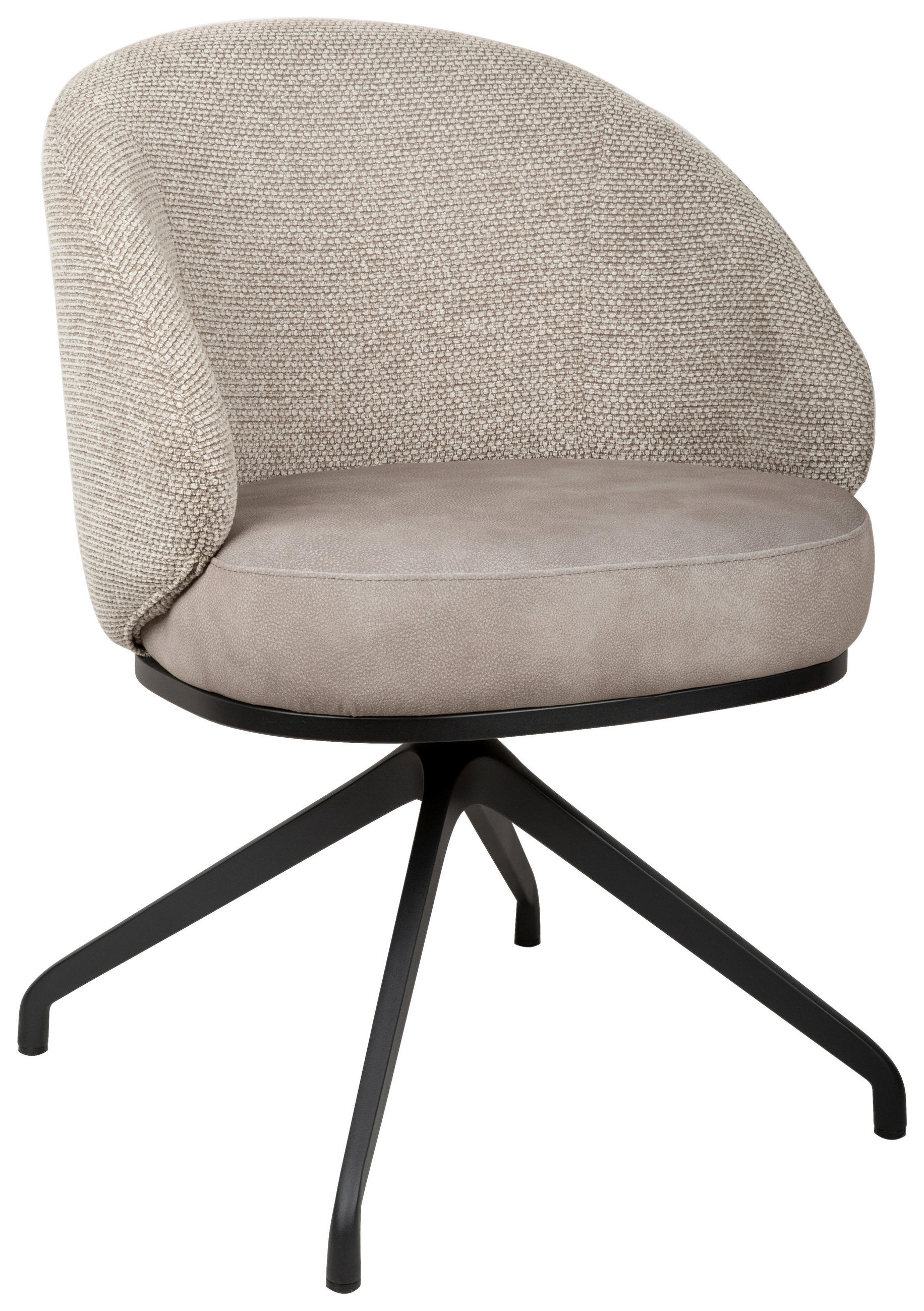 ARMLEHNSTUHL  Typenauswahl, Sitzfläche 360° drehbar, automatische Rückholfunktion Chenille, Flanell  Schwarz, Taupe  - Taupe/Schwarz, Design, Textil/Metall (61/83/60cm) - Novel