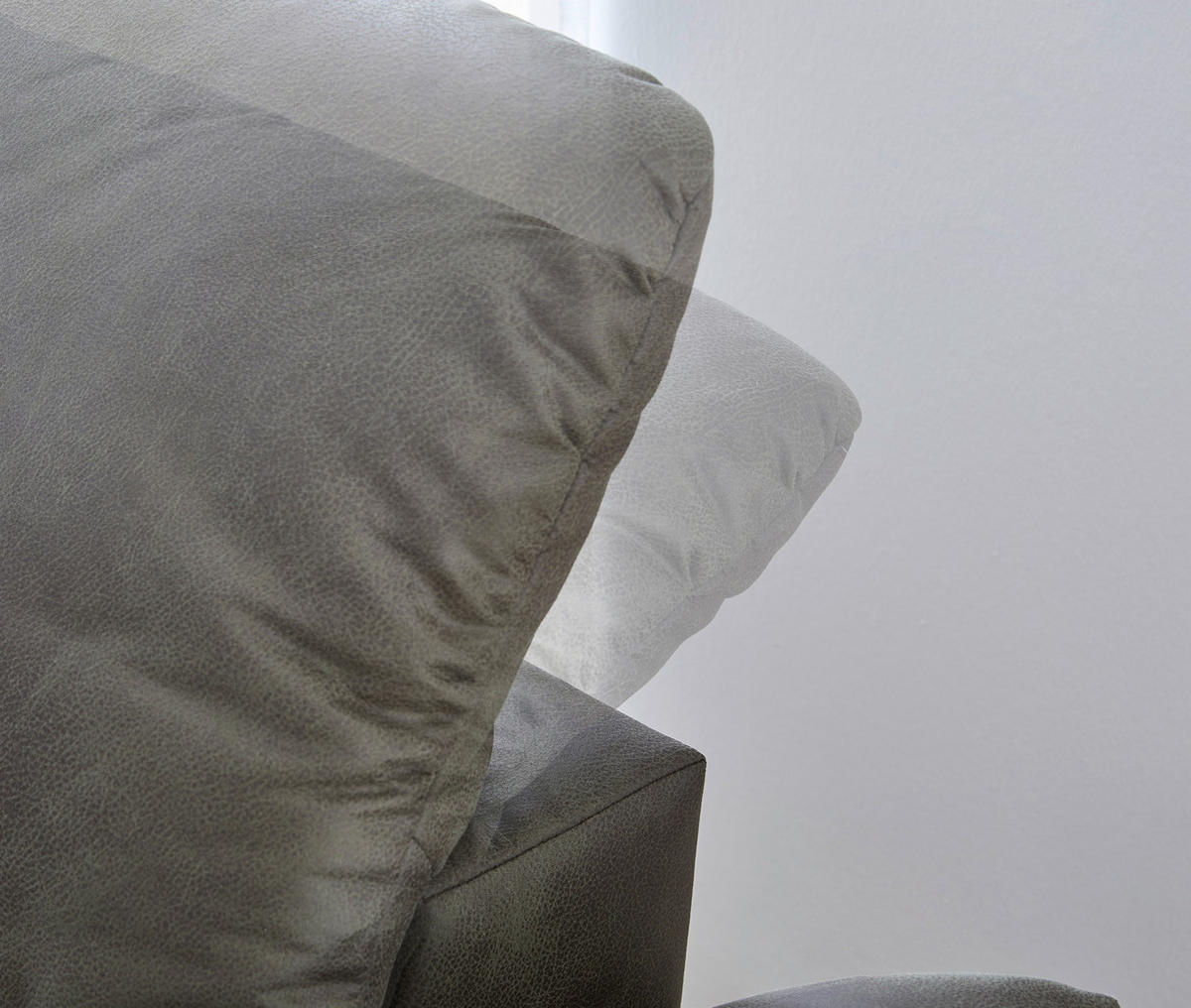 ECKSOFA Olivgrün Mikrofaser Kopfteilverstellung  - Chromfarben/Olivgrün, Design, Textil/Metall (184/280cm) - Pure Home Comfort