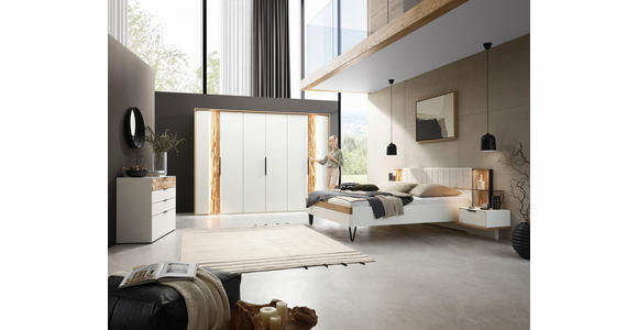 BETTANLAGE 180/200 cm  in Weiß, Wildeiche, Anthrazit, Naturfarben  - Wildeiche/Anthrazit, Design, Holz/Holzwerkstoff (180/200cm) - Dieter Knoll