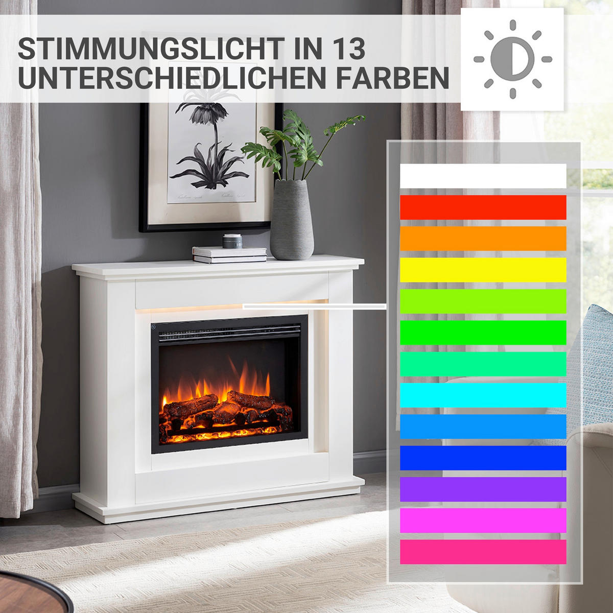 ELEKTROKAMIN - Weiß, Basics, Holz/Metall (83/83/28cm)