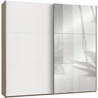 SCHWEBETÜRENSCHRANK  in Weiß, Eichefarben, Klar  - Chromfarben/Klar, MODERN, Holzwerkstoff/Metall (250/236/65cm) - MID.YOU