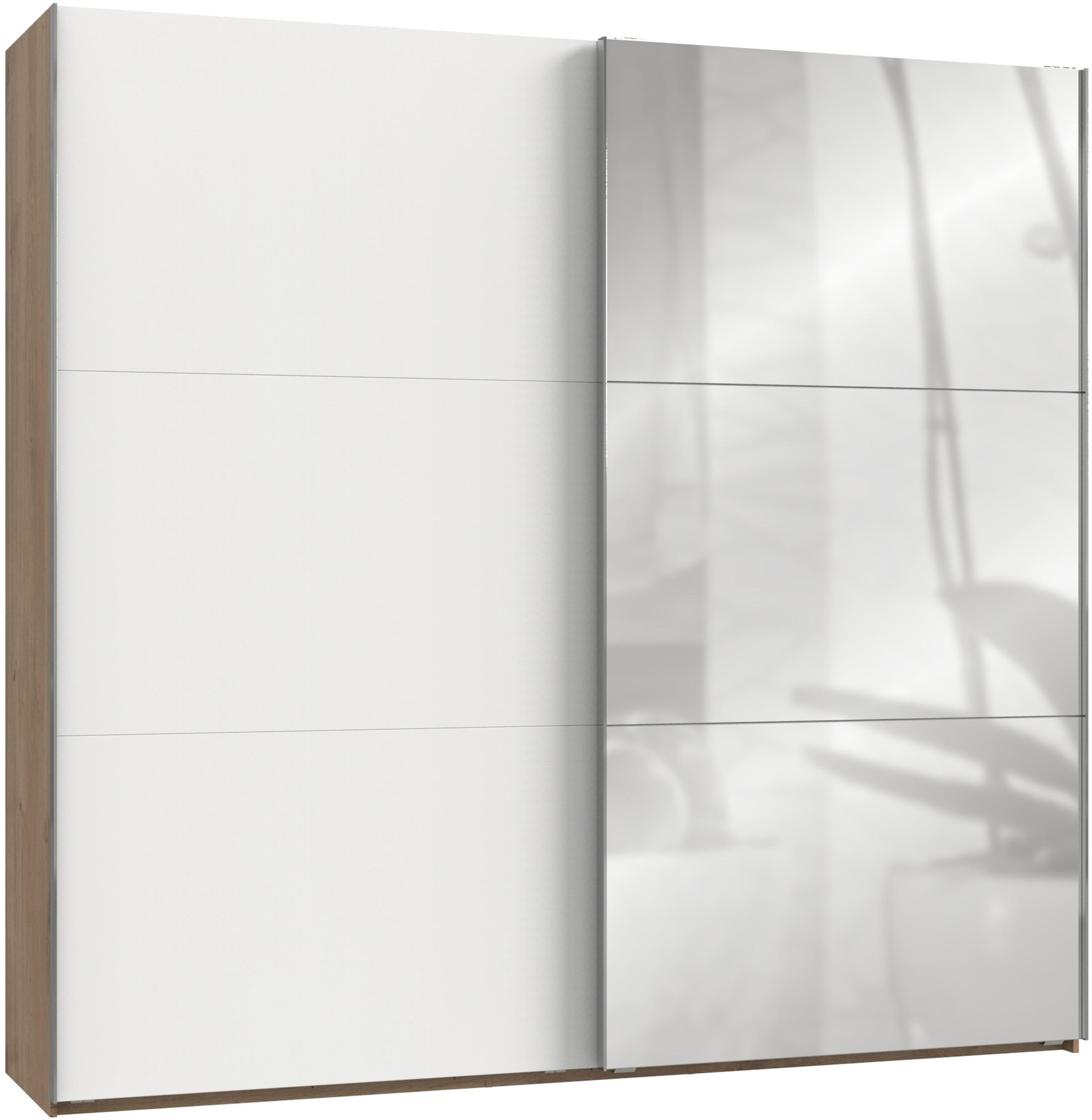 Schwebetürenschrank 250cm Level, Weiß/eiche Dekor