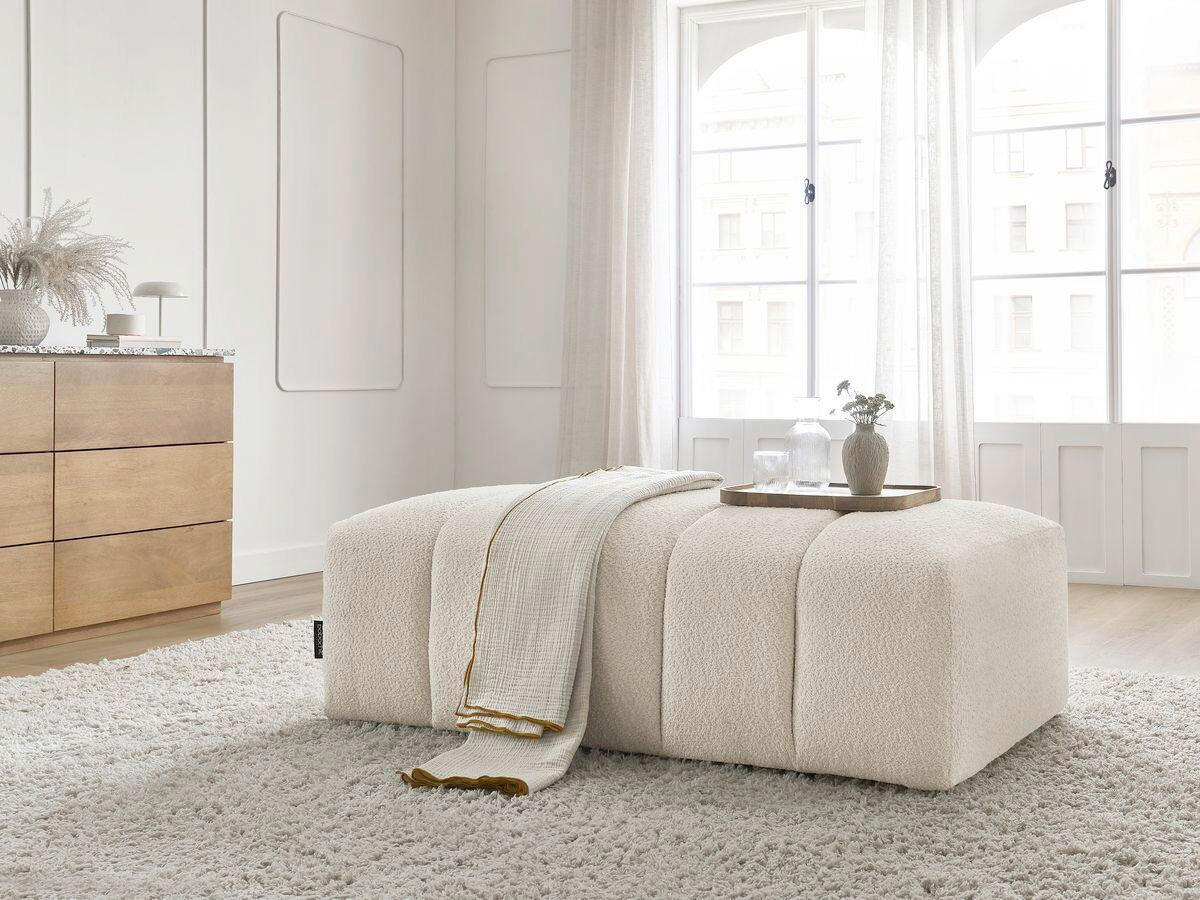 HOCKER ANNECY Bouclé Beige  - Beige/Schwarz, MODERN, Kunststoff/Textil (140/45/70cm)