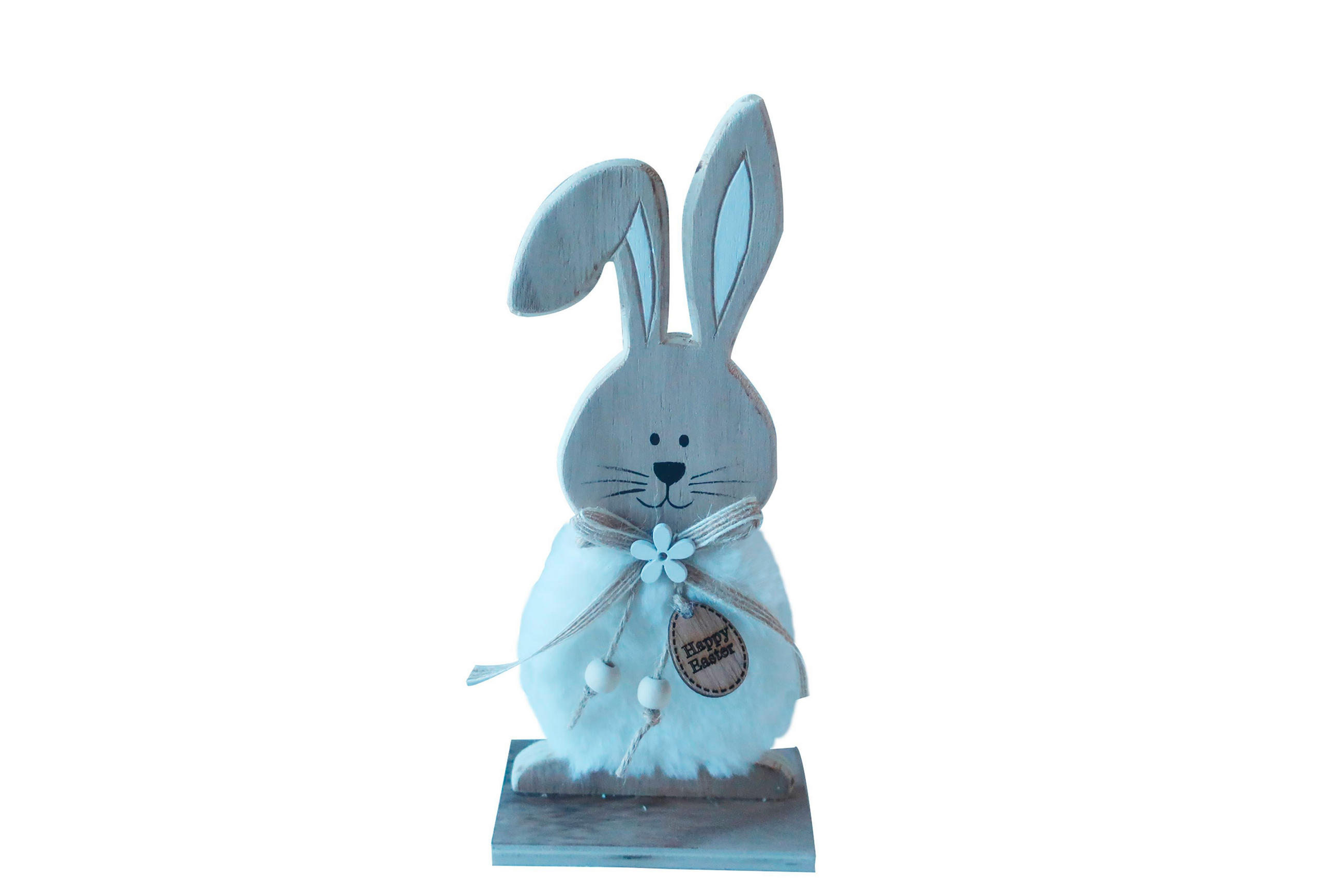 DEKORAČNÝ ZAJAC - biela/prírodná farba, Lifestyle, drevo/textil (10/23/5cm)