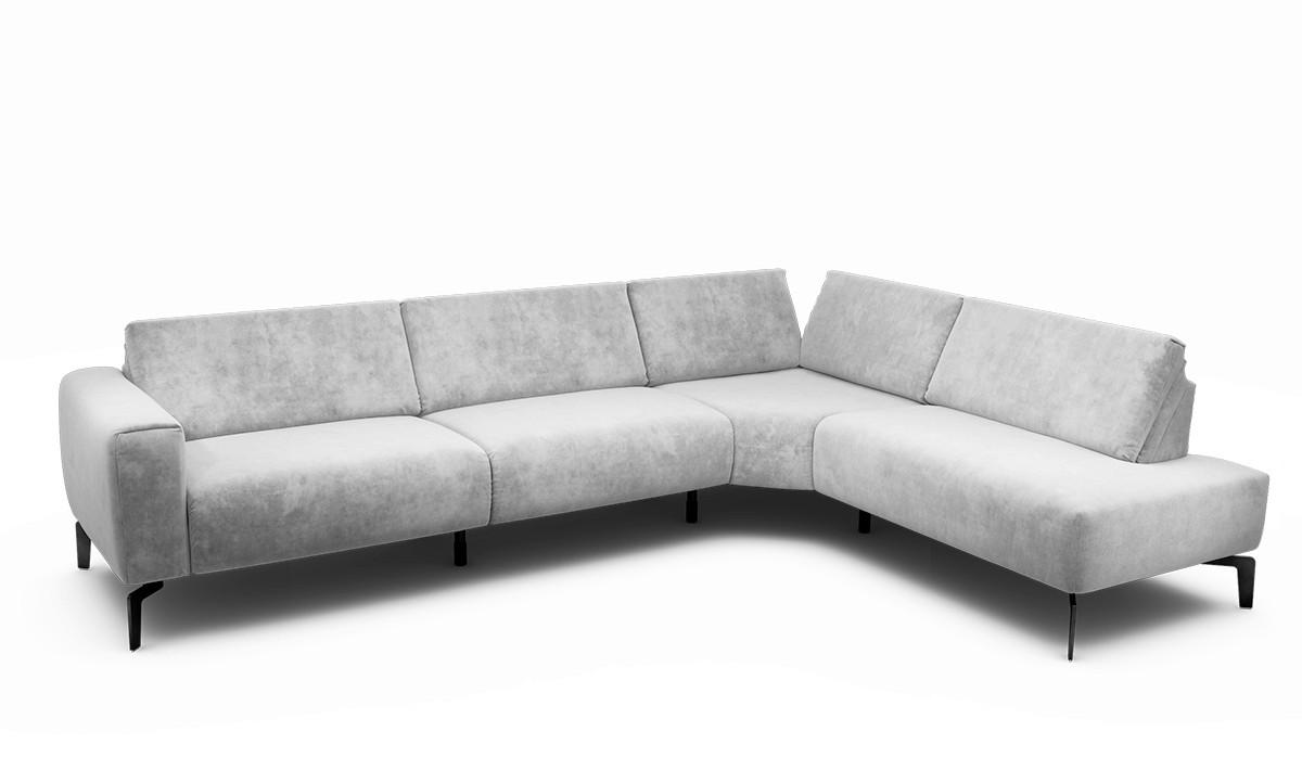 ECKSOFA Cosy in Samt Hellgrau  296/213 cm  - Hellgrau/Schwarz, Design, Textil/Metall (296/213cm) - SENSOO