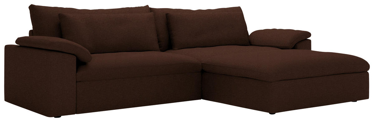 ECKSOFA  Chenille Dunkelbraun  - Dunkelbraun/Schwarz, Modern, Kunststoff/Textil (306/198cm) - Carryhome