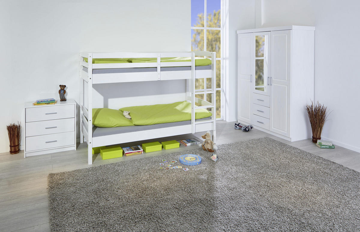 ETAGENBETT - Naturfarben/Weiß, MODERN, Holz (90/190cm) - MID.YOU