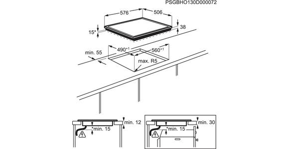GLASKERAMIKKOCHFELD DKEV6047XB  - Edelstahlfarben/Schwarz, Basics, Glas/Metall (57,6/3,8/50,6cm) - Dieter Knoll
