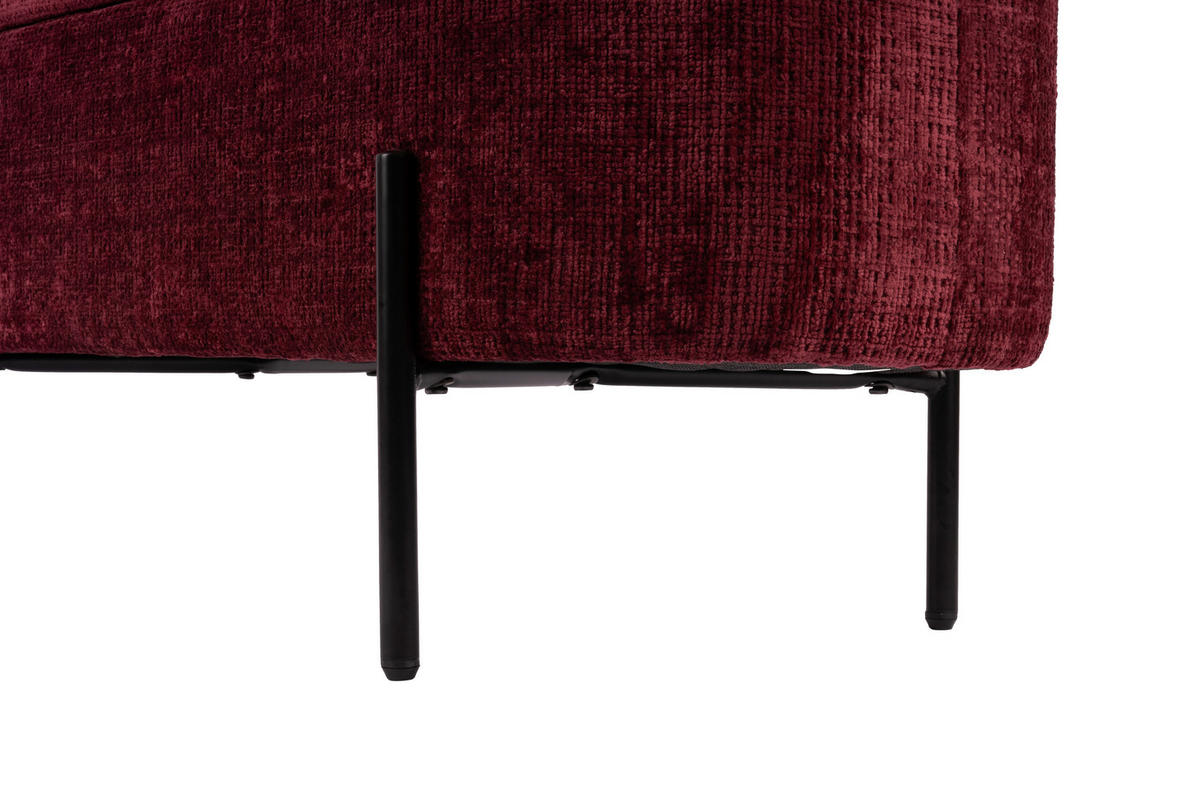 HOCKERBANK in Metall, Textil Schwarz, Dunkelrot  - Schwarz/Dunkelrot, Design, Textil/Metall (95/36/43cm)