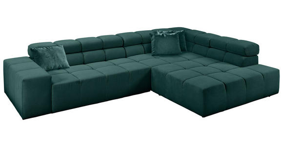 ECKSOFA Dunkelgrün Feincord  - Dunkelgrün/Schwarz, Design, Kunststoff/Textil (319/215cm) - Hom`in