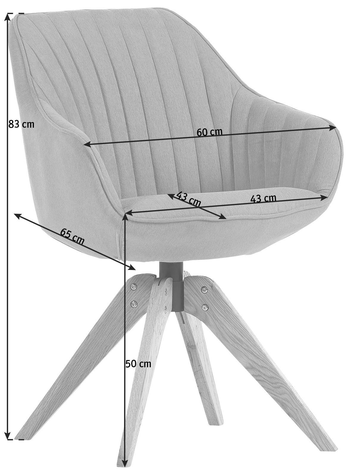 ARMLEHNSTUHL in Flachgewebe - Eichefarben/Beige, LIFESTYLE, Holz/Textil (60/83/65cm) - home24