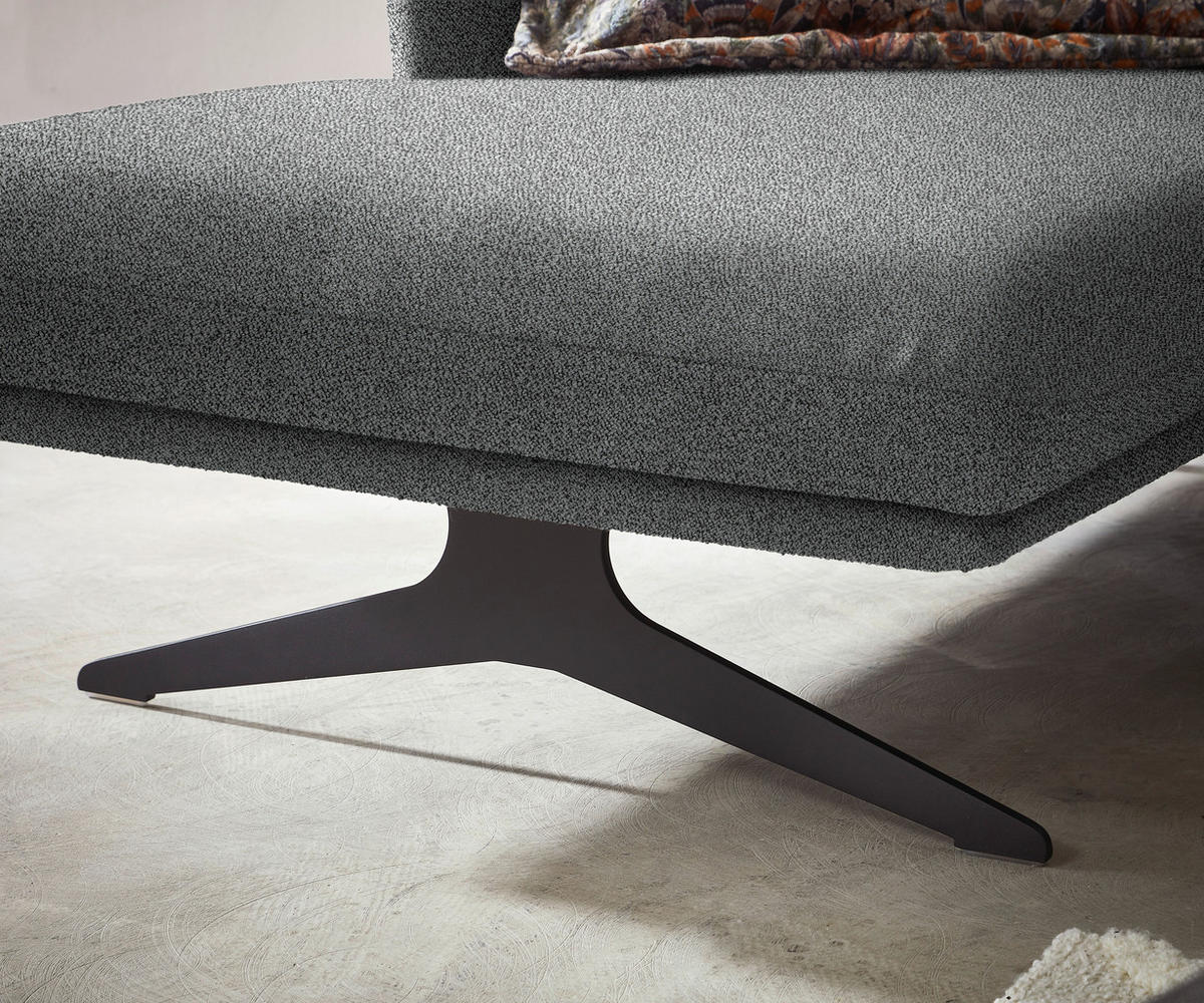 ECKSOFA in Flachgewebe Grau  - Schwarz/Grau, Design, Textil/Metall (152/259cm) - Dieter Knoll
