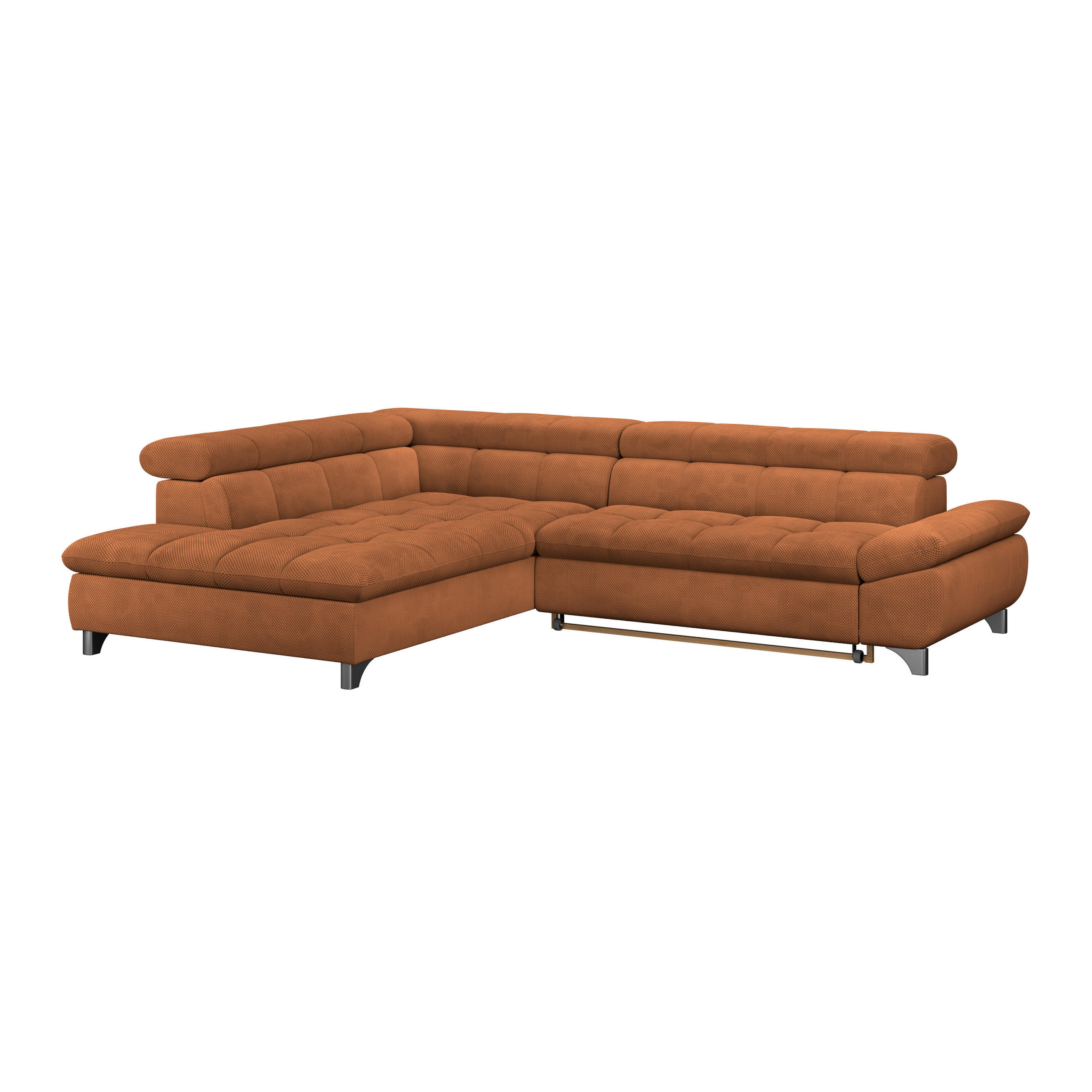 ECKSOFA Terracotta Chenille  - Chromfarben/Terracotta, KONVENTIONELL, Textil/Metall (234/312cm) - Livetastic