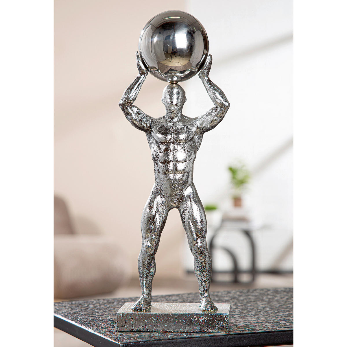 SKULPTUR - Silberfarben, Basics, Kunststoff (12/33,5/7cm)