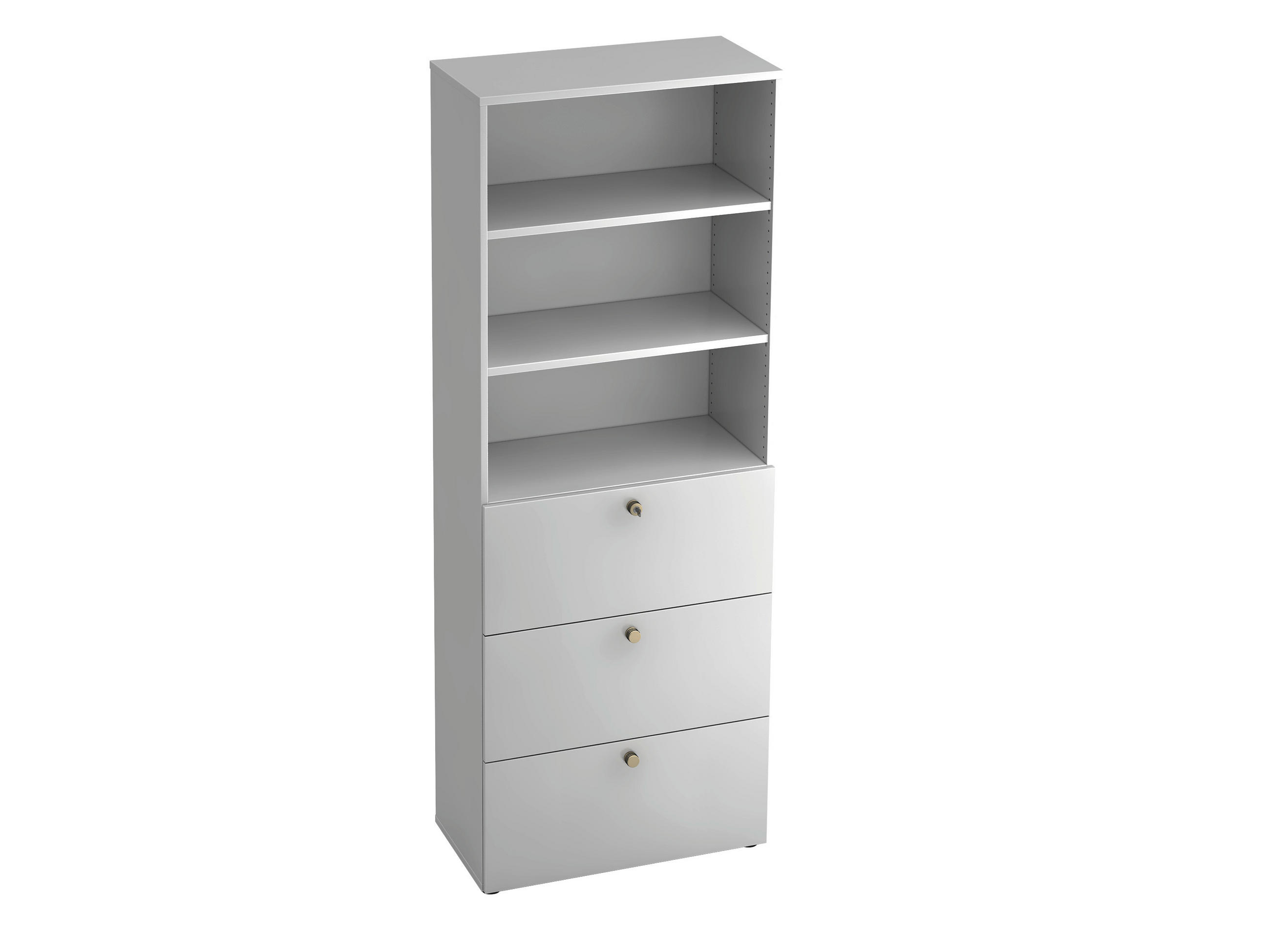 REGALELEMENT Weiß - Alufarben/Schwarz, KONVENTIONELL, Holzwerkstoff/Kunststoff (80/215,6/42cm) - Venda