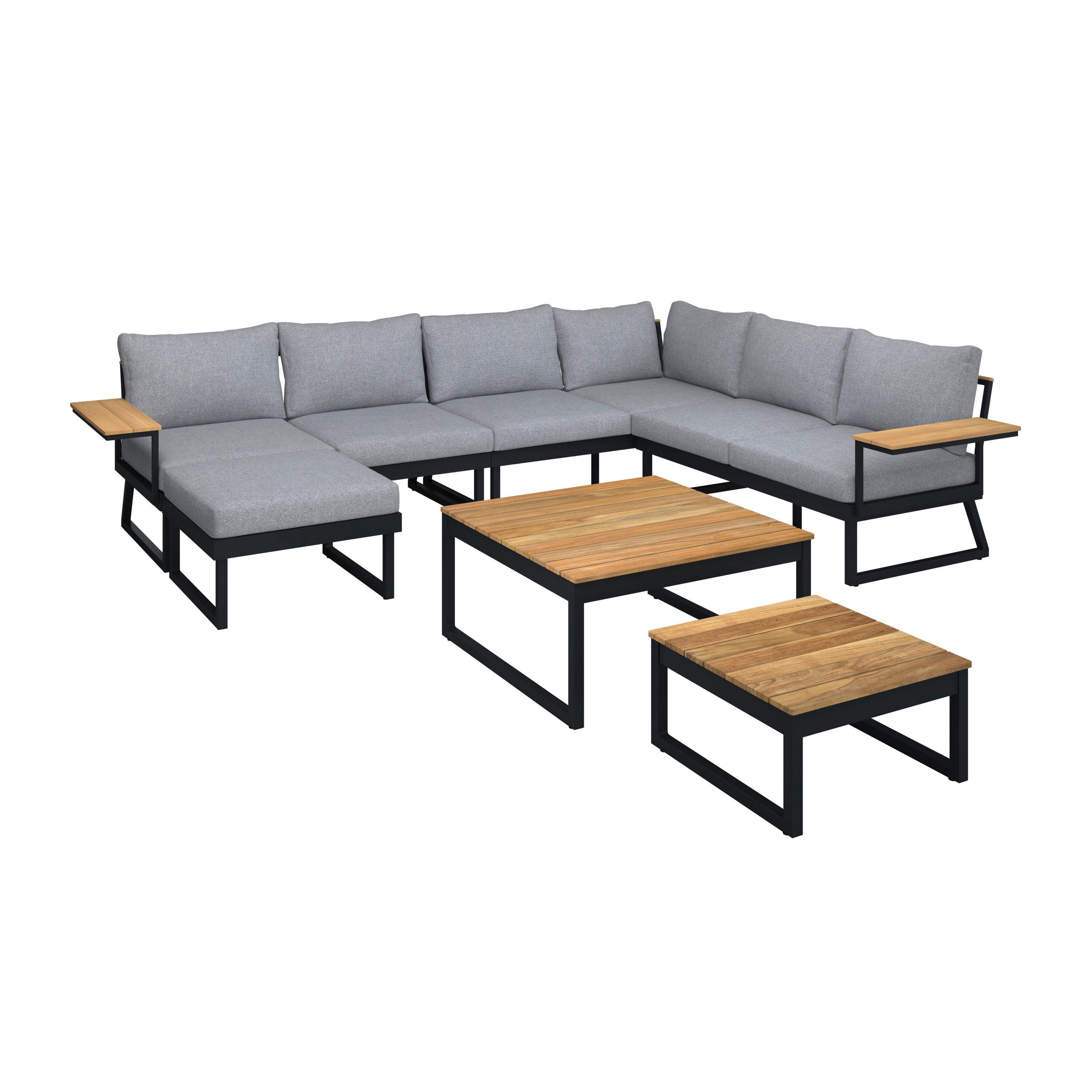 LOUNGEGARNITUR Teakholz Aluminium  - Dunkelgrau, MODERN, Holz/Metall - Ambia Garden