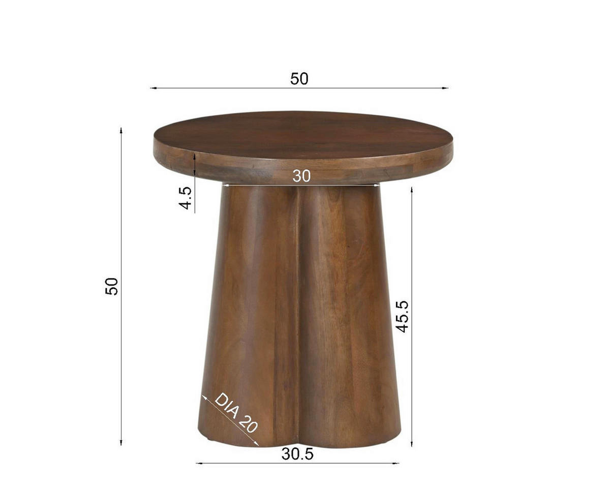 BEISTELLTISCH in Holz 50/50/48 cm  - Braun, Design, Holz (50/50/48cm) - MID.YOU