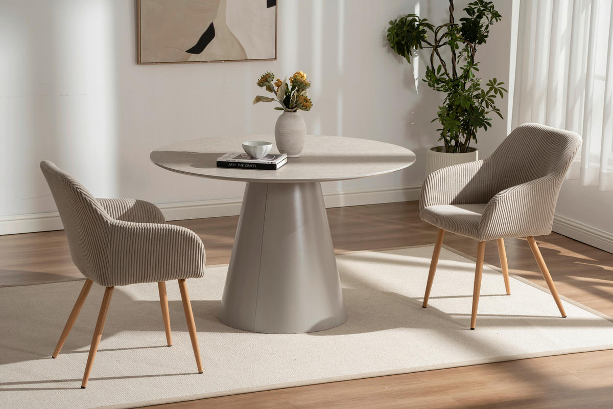 ARMLEHNSTUHL  in Eisen Cord  - Eichefarben/Hellgrau, Trend, Holz/Textil (55/84/60cm) - Livetastic