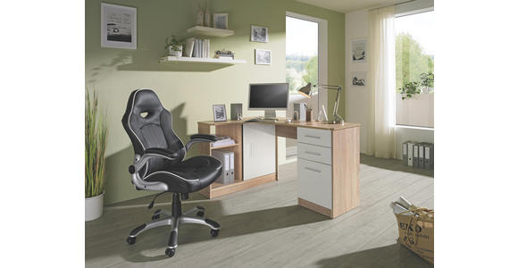 ECKSCHREIBTISCH in Holzwerkstoff 120/75/150 cm - Eichefarben/Alufarben, KONVENTIONELL, Holzwerkstoff/Kunststoff (120/75/150cm) - Venda