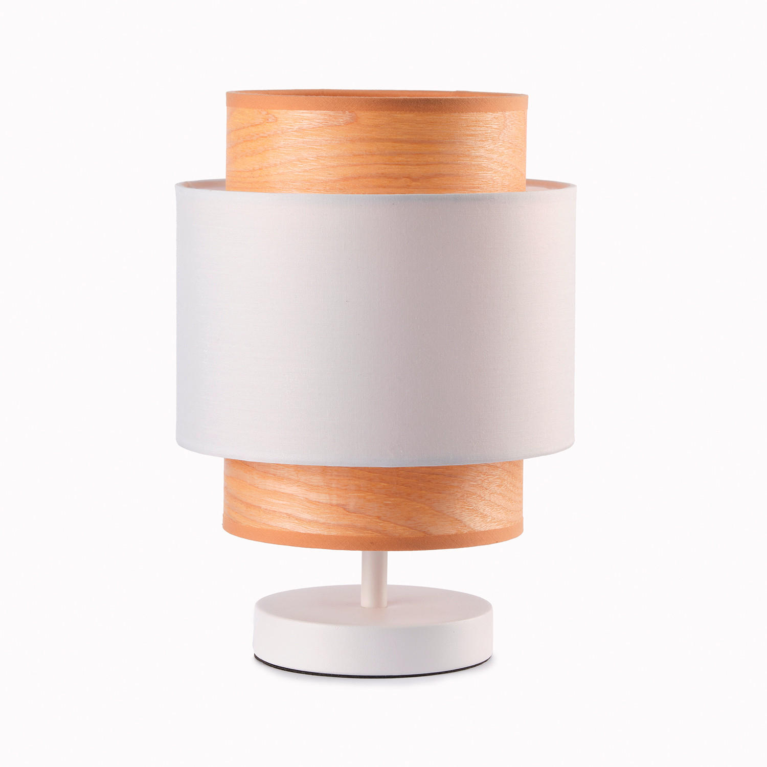 TISCHLEUCHTE 20/25 cm   - Weiß Hochglanz/Braun, Basics, Kunststoff/Textil (20/25cm)
