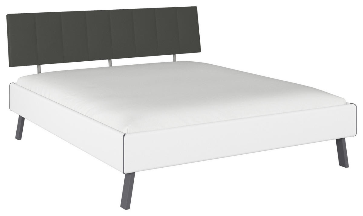 BETT 180/200 cm,  in Weiß,  - Weiß/Grau, Design, Textil/Metall (180/200cm) - Carryhome