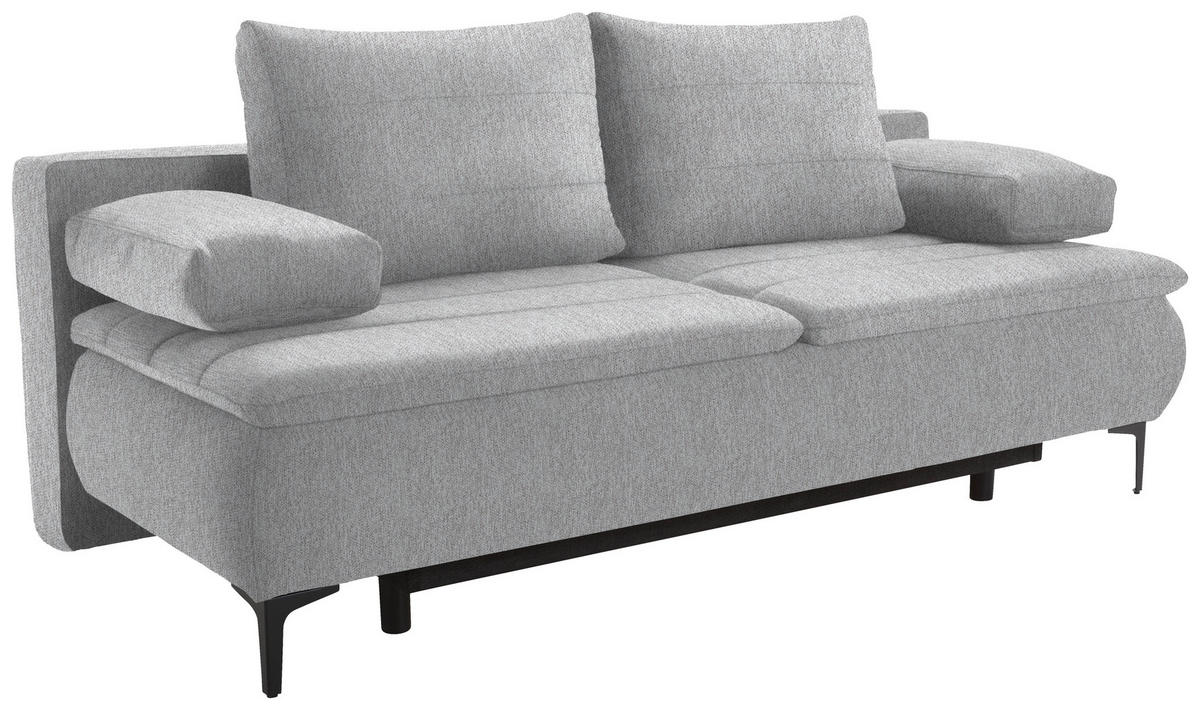 BOXSPRINGSOFA in Webstoff Hellgrau  - Hellgrau/Schwarz, Konventionell, Textil/Metall (204/93/100cm) - Livetastic