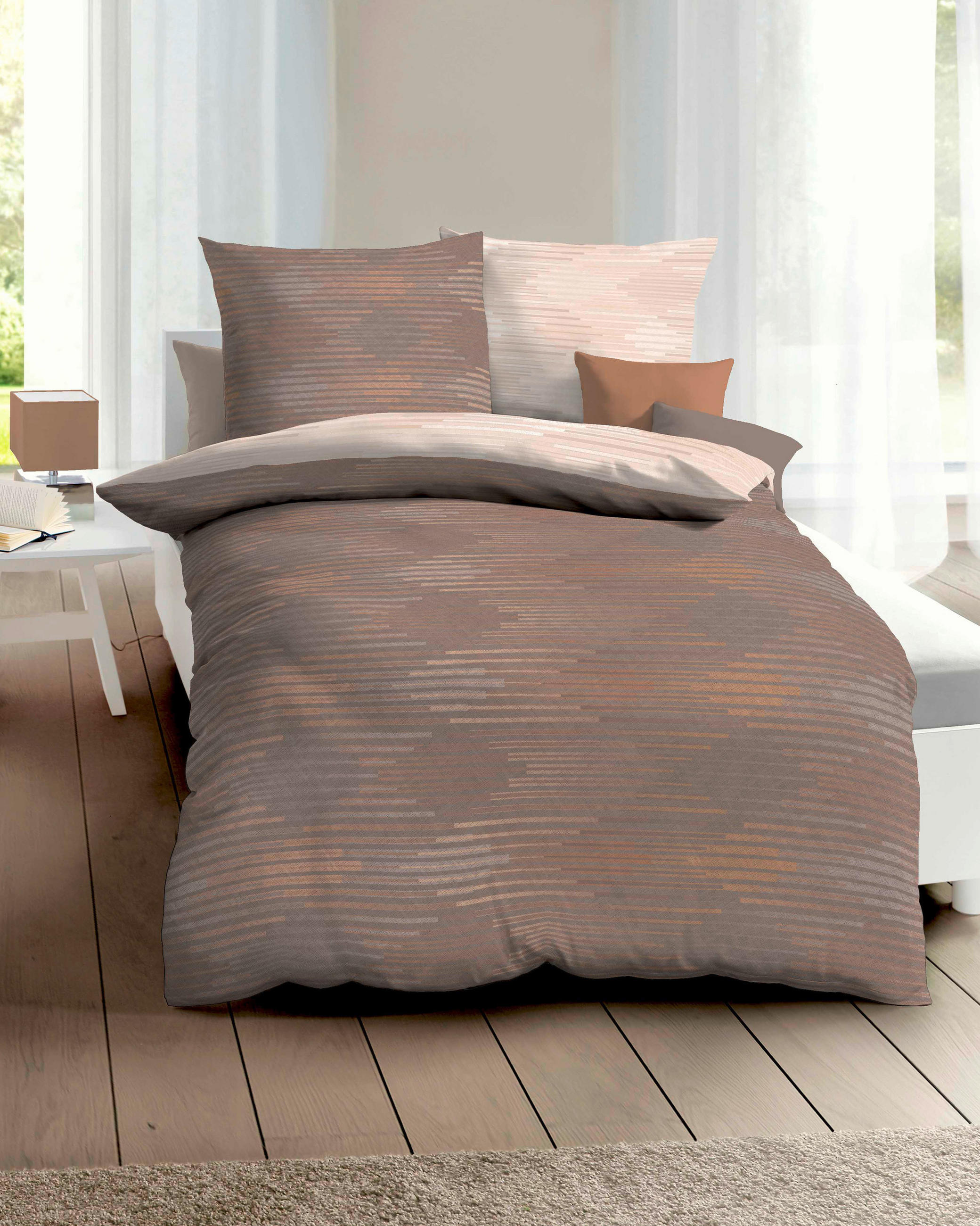 POSTELJNINA IKAT 140/200 cm saten rjava  - rjava, Basics, tekstil (140/200cm) - Kaeppel