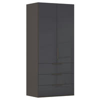 DREHTÜRENSCHRANK 101/223/61 cm,  in Graphitfarben, 2-türig  - Graphitfarben, Basics, Glas/Holzwerkstoff (101/223/61cm) - Novel