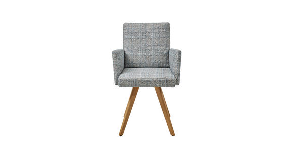 ARMLEHNSTUHL  in Flachgewebe  - Blau/Eichefarben, Design, Holz/Textil (56/92/60cm) - Dieter Knoll