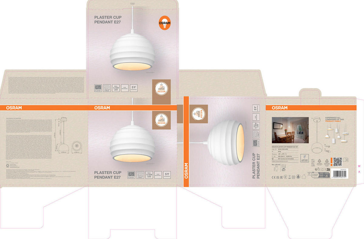 HÄNGELEUCHTE 16/118 cm  - Weiß, Basics, Stein/Metall (16/118cm) - Osram