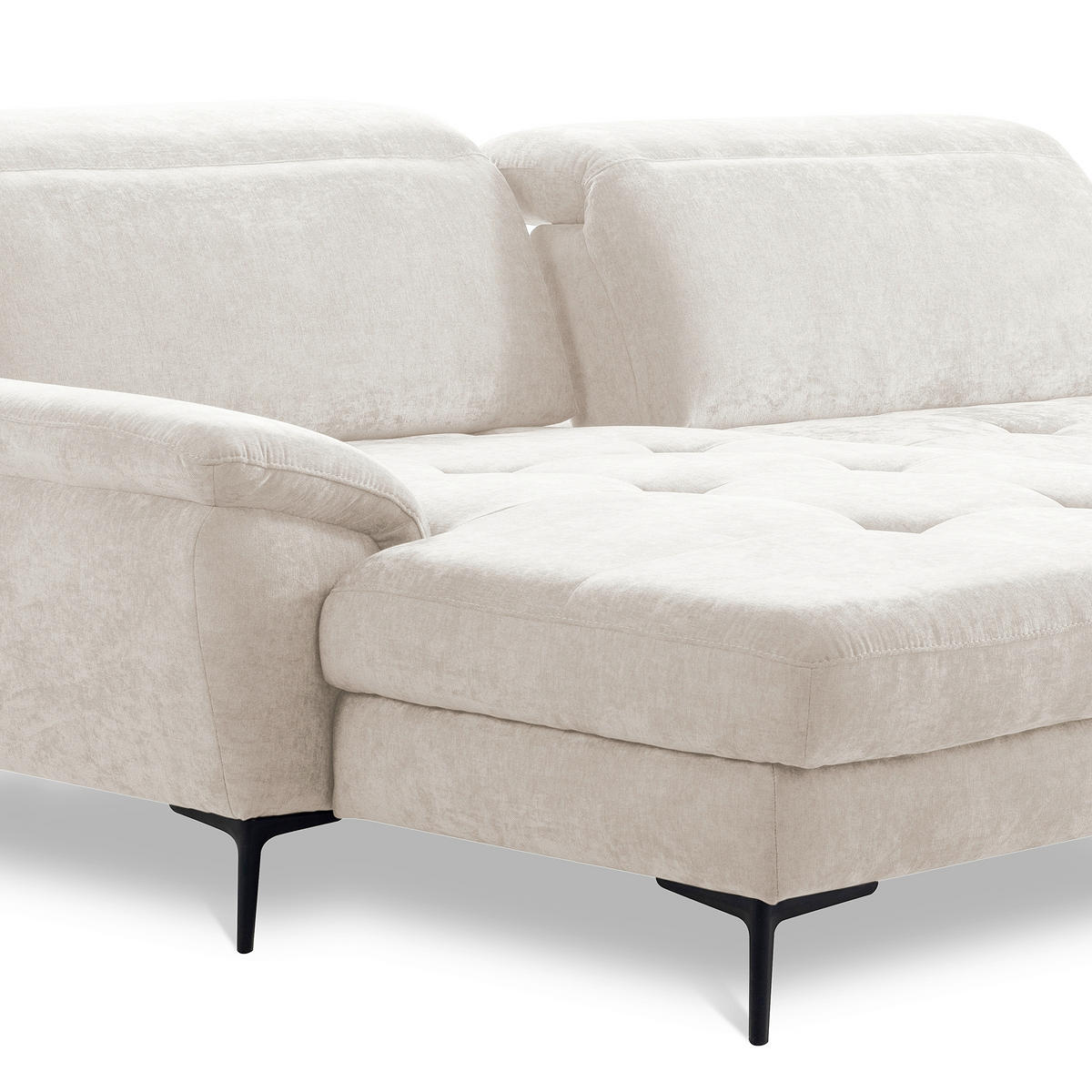 ECKSOFA  Webstoff Sandfarben  - Sandfarben/Schwarz, Design, Textil/Metall (195/268cm) - Livetastic