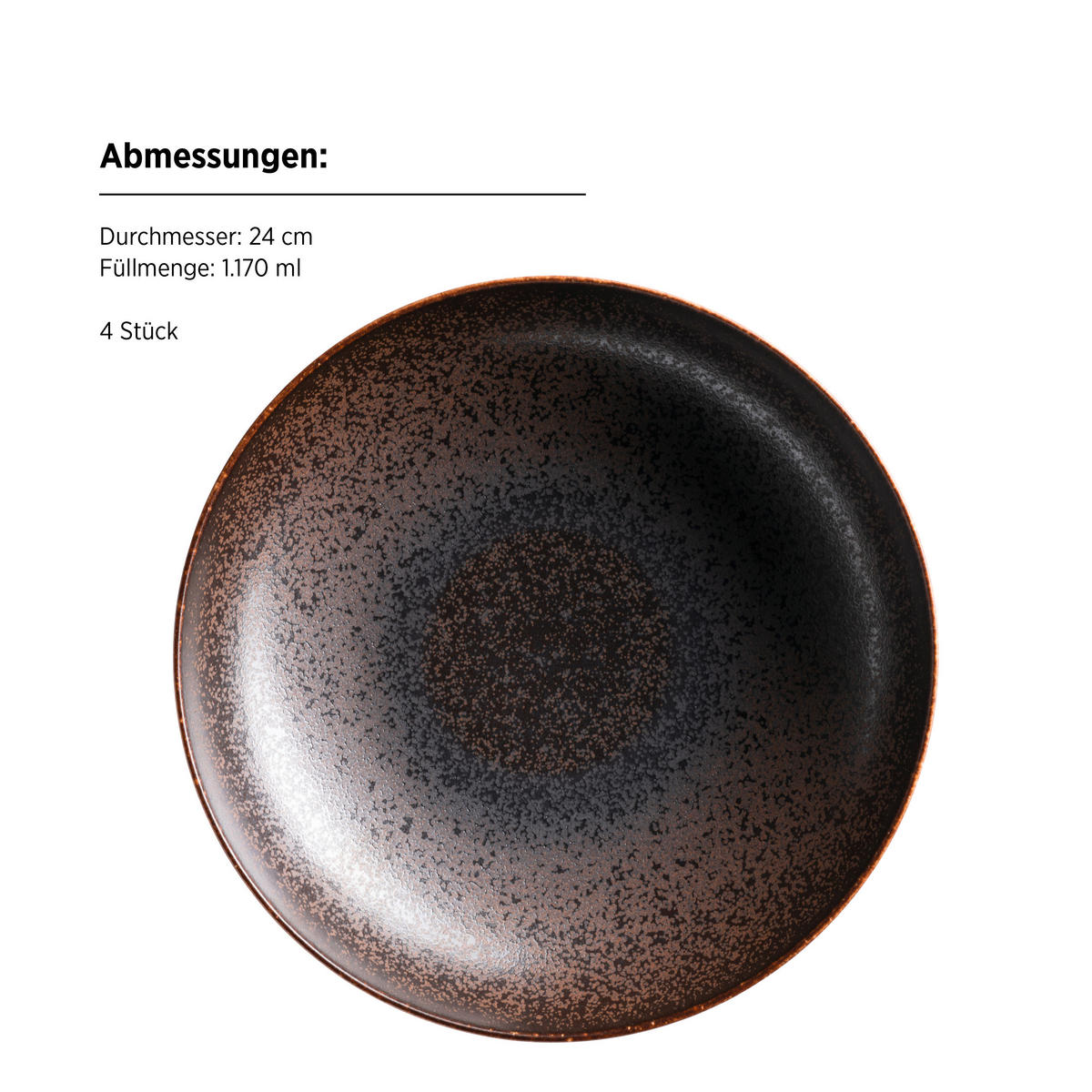 PASTATELLERSET Powerful 4-teilig  - Schwarz/Braun, Basics, Keramik - Mäser