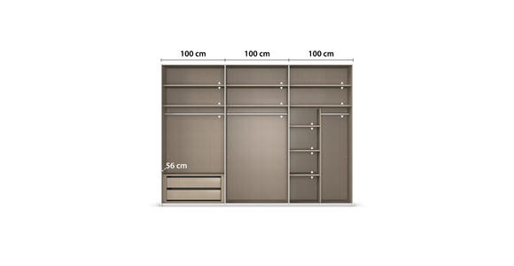 SCHWEBETÜRENSCHRANK 301/223/68 cm 3-türig Champagner  - Champagner/Schwarz, KONVENTIONELL, Glas/Holzwerkstoff (301/223/68cm) - Novel