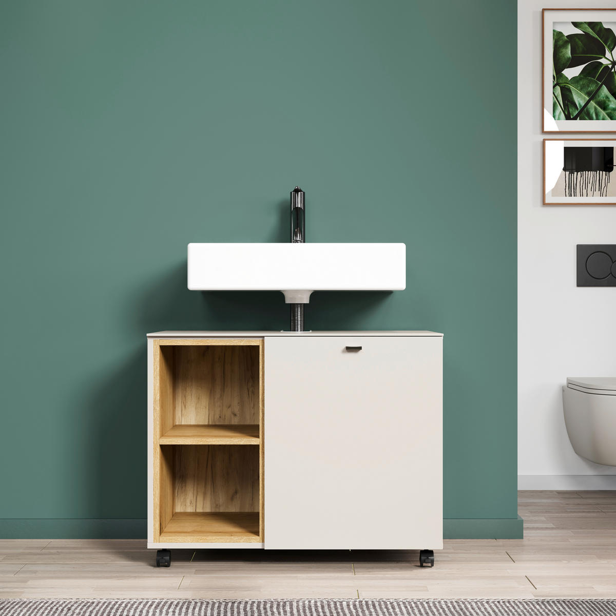 WASCHBECKENUNTERSCHRANK 80/64/42 cm  - Kaschmir/Schwarz, Trend, Holzwerkstoff/Kunststoff (80/64/42cm) - MID.YOU