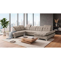 WOHNLANDSCHAFT Mikrovelours Beige  - Kaschmir/Beige, Modern, Kunststoff/Textil (245/348/168cm) - MID.YOU