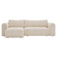 ECKSOFA in Cord Creme  - Creme/Schwarz, MODERN, Kunststoff/Textil (150/245cm) - Carryhome