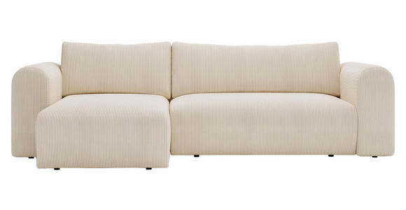 ECKSOFA in Cord Creme  - Creme/Schwarz, MODERN, Kunststoff/Textil (150/245cm) - Carryhome