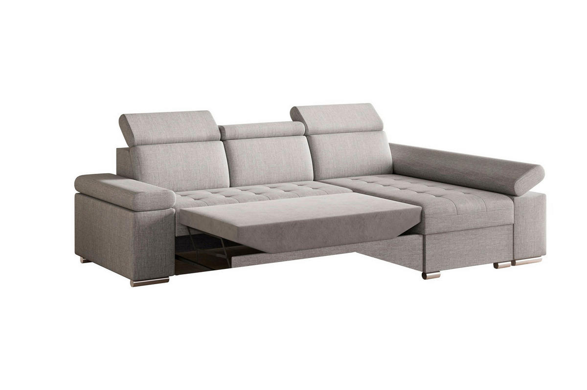 ECKSOFA TORONTO in Webstoff Hellgrau  - Silberfarben/Hellgrau, Design, Kunststoff/Textil (260/168cm) - MID.YOU