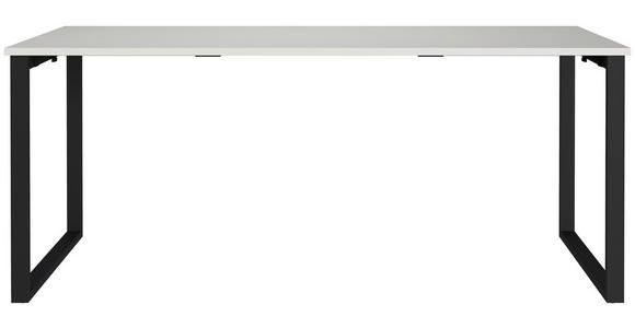 SCHREIBTISCH 180/80/75 cm, Schwarz, Hellgrau, in verschiedenen Holz-Dekoren erhältlich, justierbare Füße  - Hellgrau/Schwarz, MODERN, Holzwerkstoff/Metall (180/80/75cm) - Novel