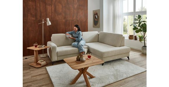 ECKSOFA Beige Chenille  - Beige/Schwarz, Design, Textil/Metall (239/182cm) - Valnatura