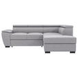 ECKSOFA  in Flachgewebe Grau  - Schwarz/Grau, KONVENTIONELL, Kunststoff/Textil (266/220cm) - Carryhome
