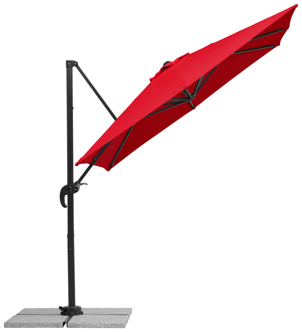 BOČNÍ SLUNEČNÍK 300/239/230 cm - antracitová/červená, Basics, kov/textil (300/239/230cm)