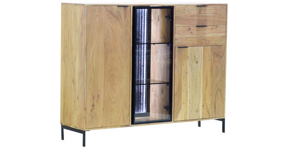 HIGHBOARD  in 145/115/40 cm  - Schwarz/Akaziefarben, LIFESTYLE, Glas/Holz (145/115/40cm) - Landscape