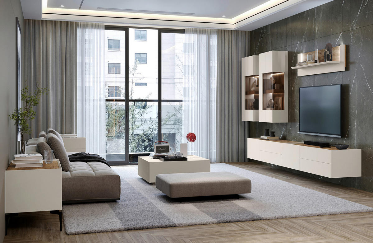 TV-ELEMENT kašmir  - kašmir, Design, kovina/leseni material (206/37/47cm) - Hom`in