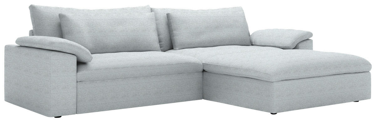 ECKSOFA  Chenille Grauweiss  - Schwarz/Grauweiss, Modern, Kunststoff/Textil (306/198cm) - Carryhome