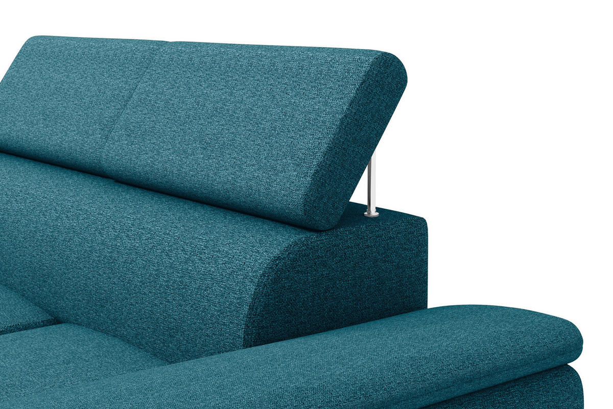 ECKSOFA Petrol Flachgewebe  - Petrol/Schwarz, KONVENTIONELL, Kunststoff/Textil (220/266cm) - Carryhome