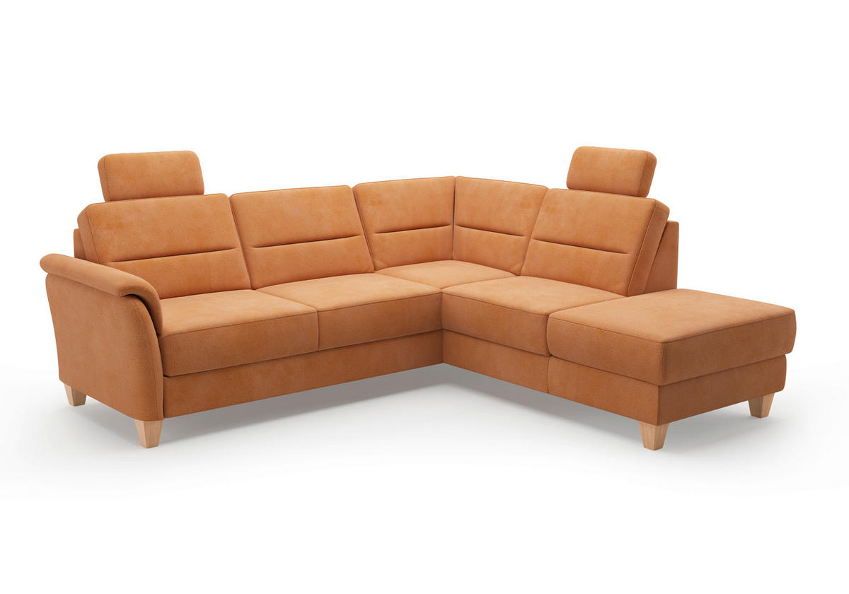 ECKSOFA in Flachgewebe Terracotta  236/212 cm  - Eichefarben/Terracotta, KONVENTIONELL, Holz/Textil (236/212cm) - Sit & More