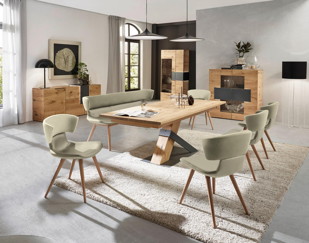 SITZBANK 210/84,5/64,5 cm  in Naturfarben, Eichefarben  - Eichefarben/Naturfarben, Natur, Leder/Holz (210/84,5/64,5cm) - Voglauer