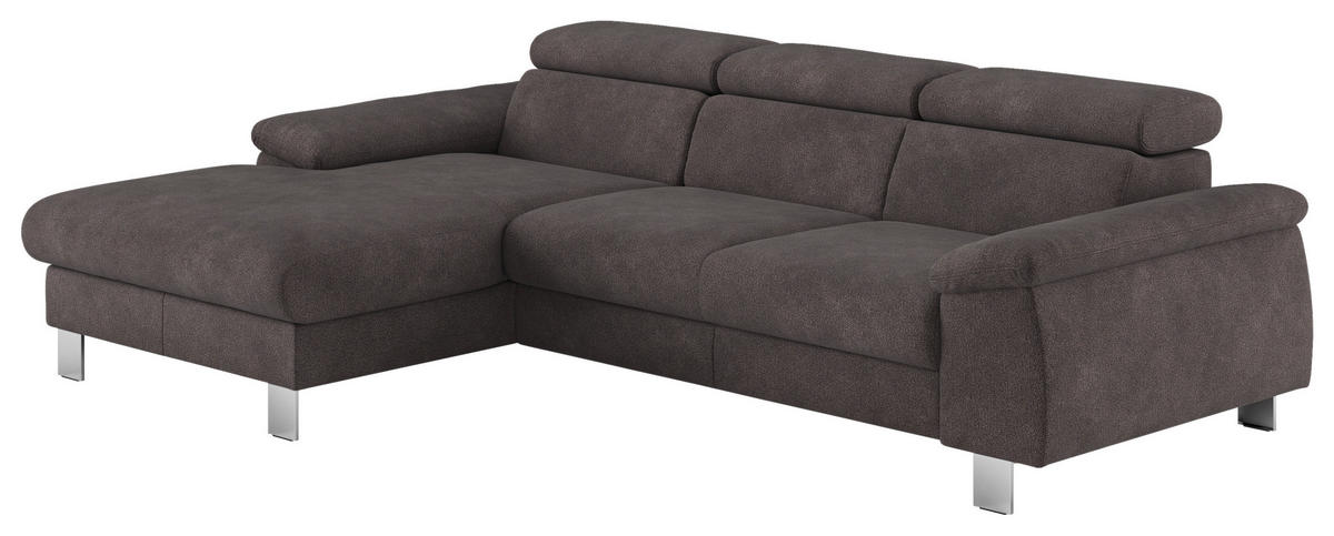 ECKSOFA in Flachgewebe Anthrazit  - Chromfarben/Anthrazit, Design, Textil/Metall (166/244cm) - Livetastic