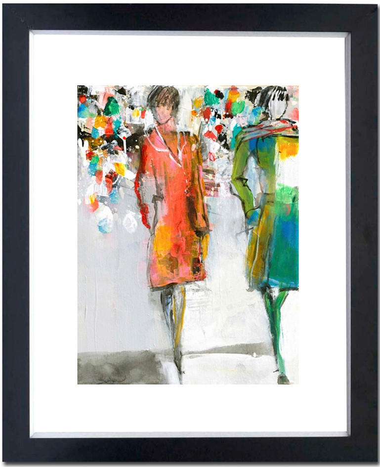 KUNSTDRUCK Jenny Schäfer Abstraktes Blickfang  - Multicolor/Schwarz, Basics, Holz/Papier (74/90cm)